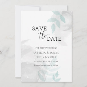 Gentle mint and gray save the date