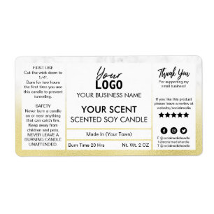 Gentle Modern Gold And Marble Scented Soy Candle Label