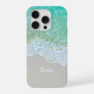 Gentle Ocean Waves, Beach Sand, Script Name iPhone 15 Pro Case