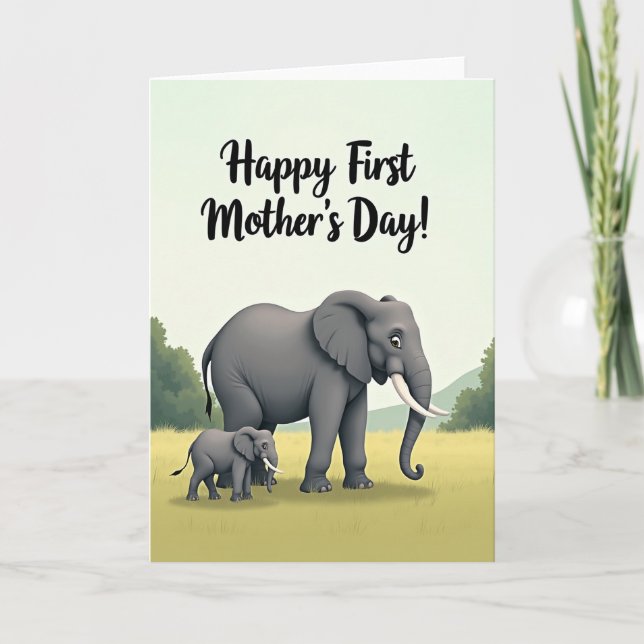Gentle Pachyderm Mothers Day Card (Front)