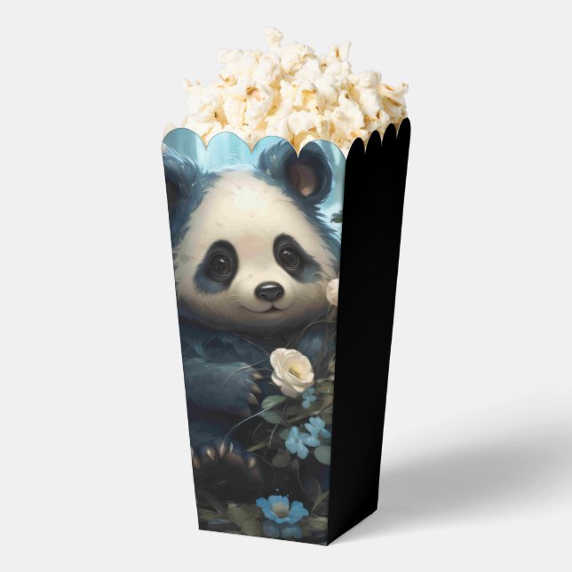 Gentle Panda Bear Among Jungle Roses Favor Boxes (Popped)