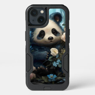 Gentle Panda Bear Among Jungle Roses iPhone 13 Case