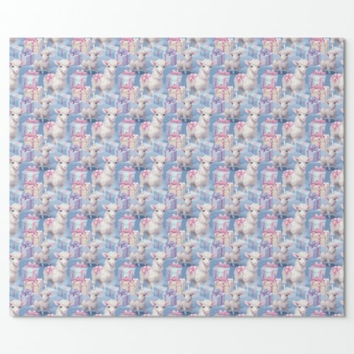 Gentle Pastel Lambs and Gifts Sm Wrapping Paper