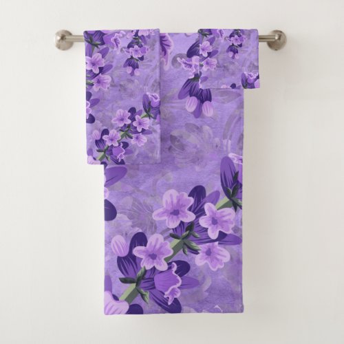 Gentle Pastel Lavender Pattern Bath Towel Set