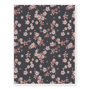Gentle pattern with pink tropical flowers temporary tattoos