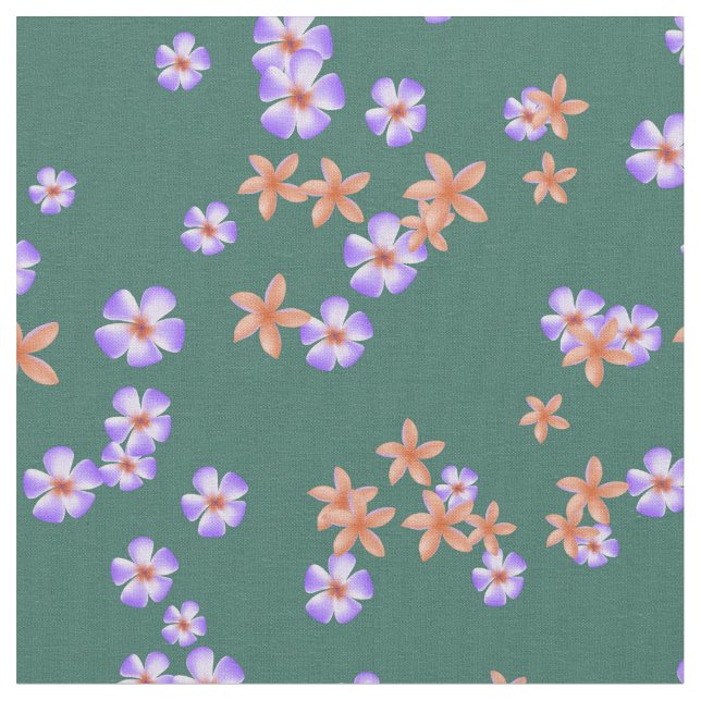 Gentle pattern with tropical flowers fabric (Close Up)
