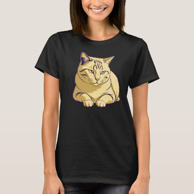 Gentle Pause Cat – Quiet Rest Minimal T-Shirt (Front)