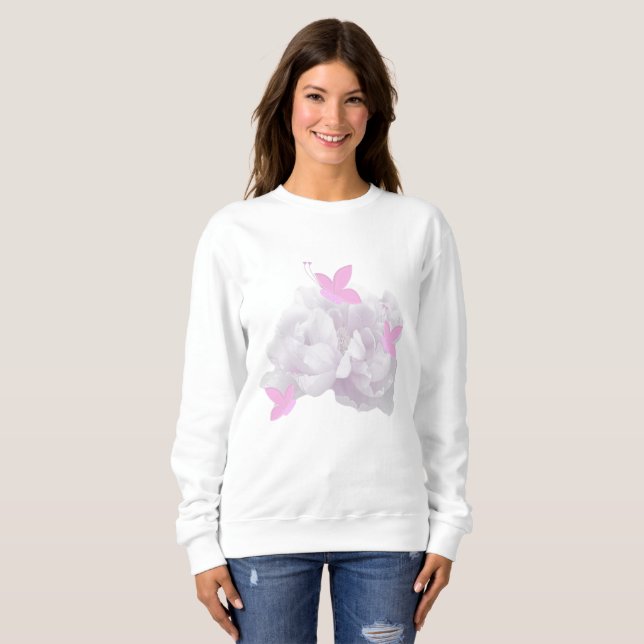 Gentle Peonies and Butterflies Sweat Shirt (Front Full)