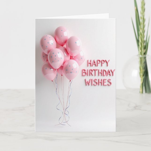 Gentle Pink Balloon Card (Front)