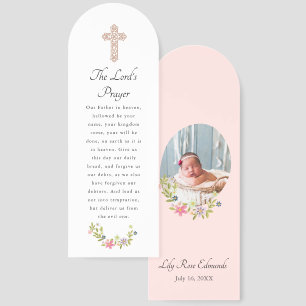 Gentle Pink Floral Baptism Bookmarks