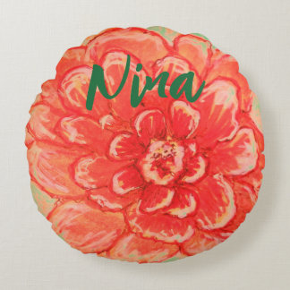 Gentle Pink Flower art  Round Pillow