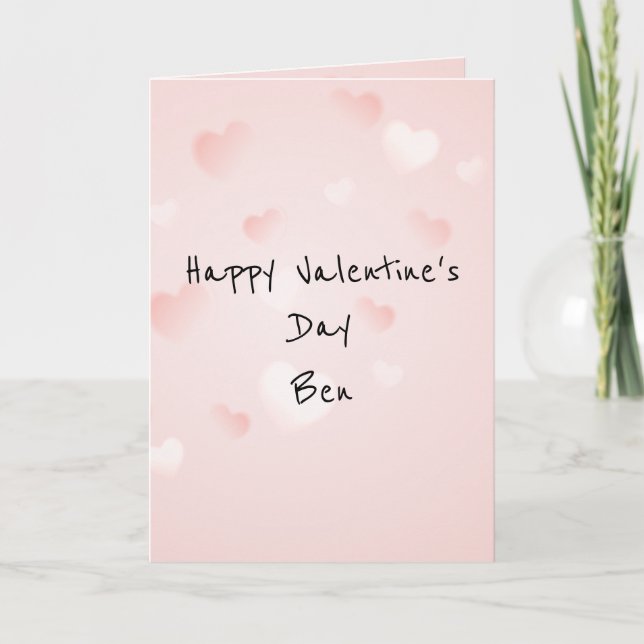 Gentle pink hearts for love day holiday card (Front)