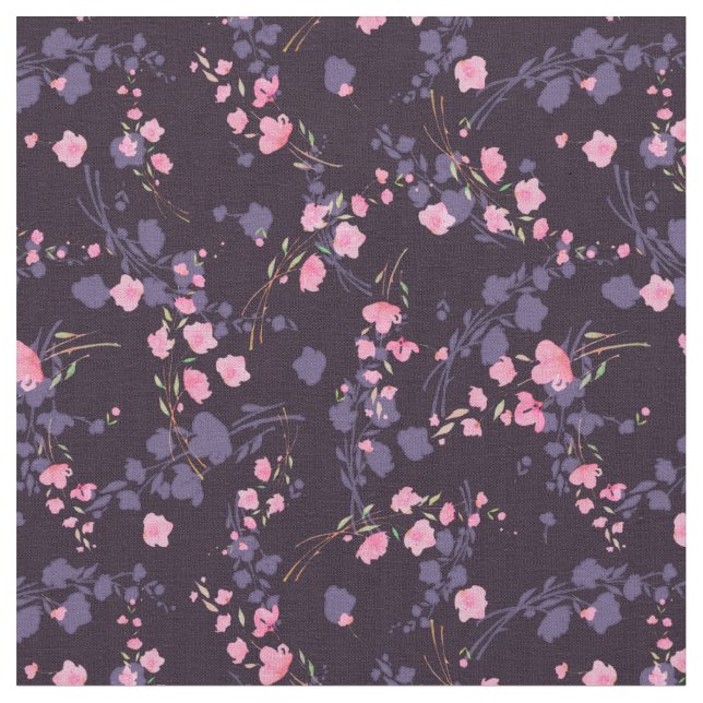 Gentle pink sakura flowers on a dark background fabric (Close Up)