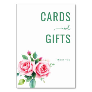 Gentle Pink Watercolor Roses Table Number