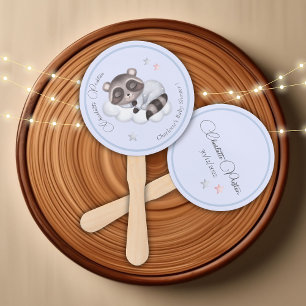 Gentle Raccoon Animal Gender Neutral Baby Shower Hand Fan