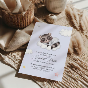 Gentle Raccoon Animal Gender Neutral Baby Shower Invitation