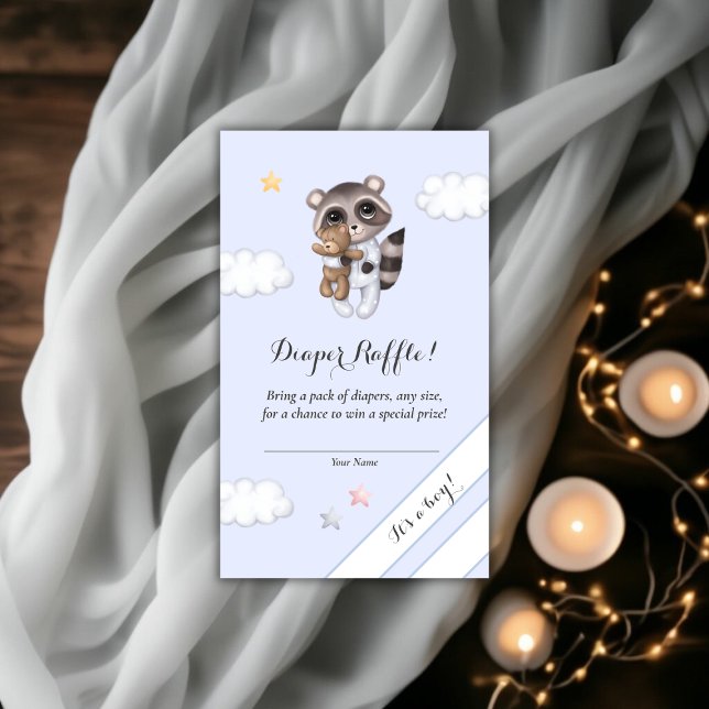 Gentle Raccoon Baby Shower Diaper Raffle Enclosure Card (Gentle Raccoon Baby Shower Diaper Raffle Enclosure Card)