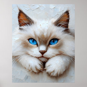 Gentle Ragdoll Cat – Painterly Pastel Composition Poster