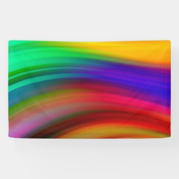 Gentle Rainbow Waves Abstract Banner by StuffOrSomething at Zazzle