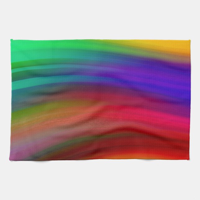 Gentle Rainbow Waves Abstract Towel (Horizontal)