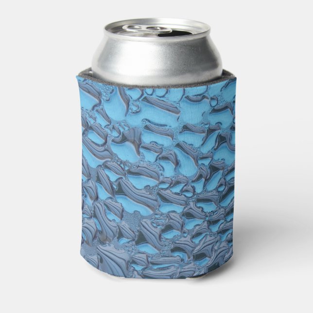 Gentle raindrops on blue glass    can cooler (Can Back)