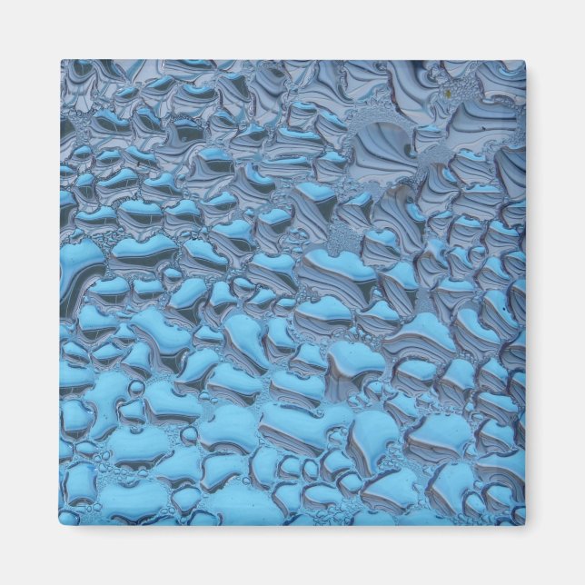 Gentle raindrops on blue glass magnet (Front)