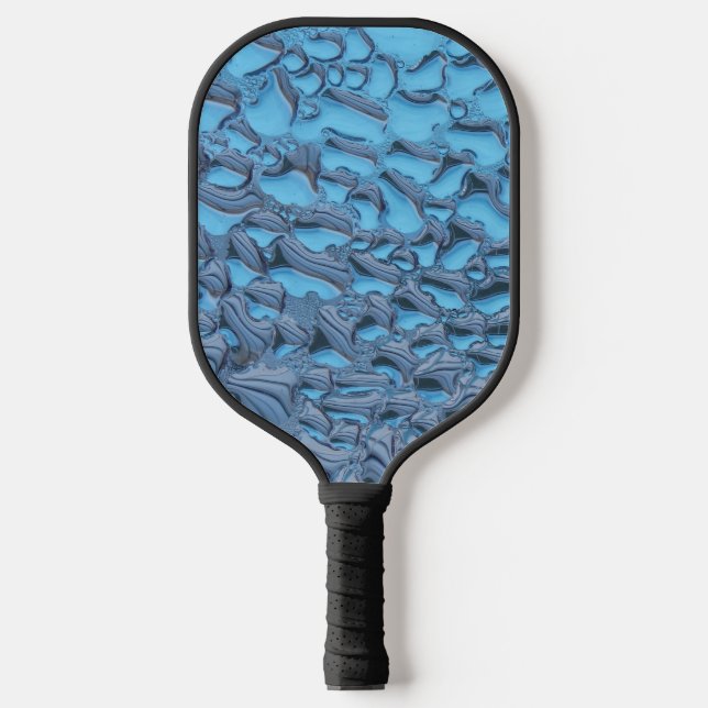 Gentle raindrops on blue glass   pickleball paddle (Front)