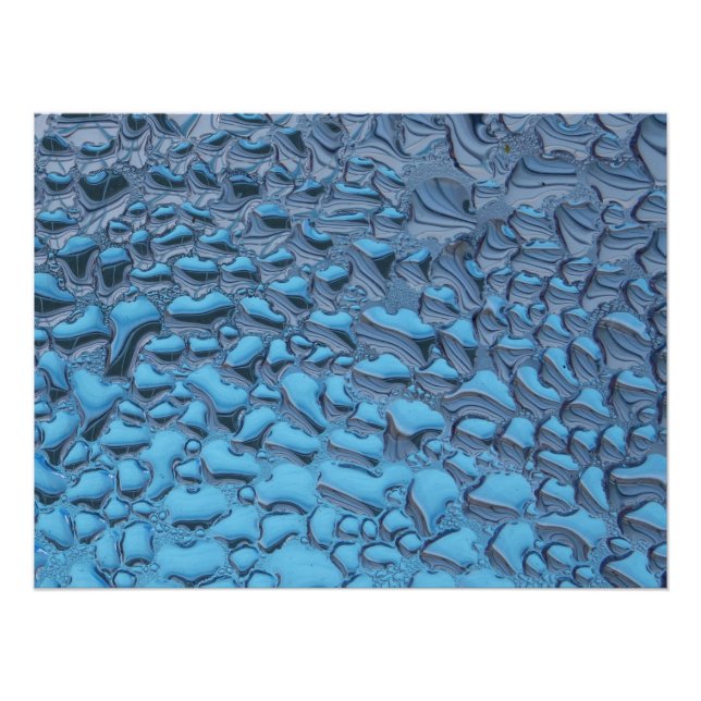 Gentle raindrops on blue glass   poster (Front)