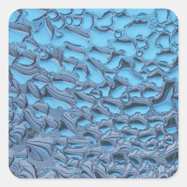 Gentle raindrops on blue glass   square sticker (Front)