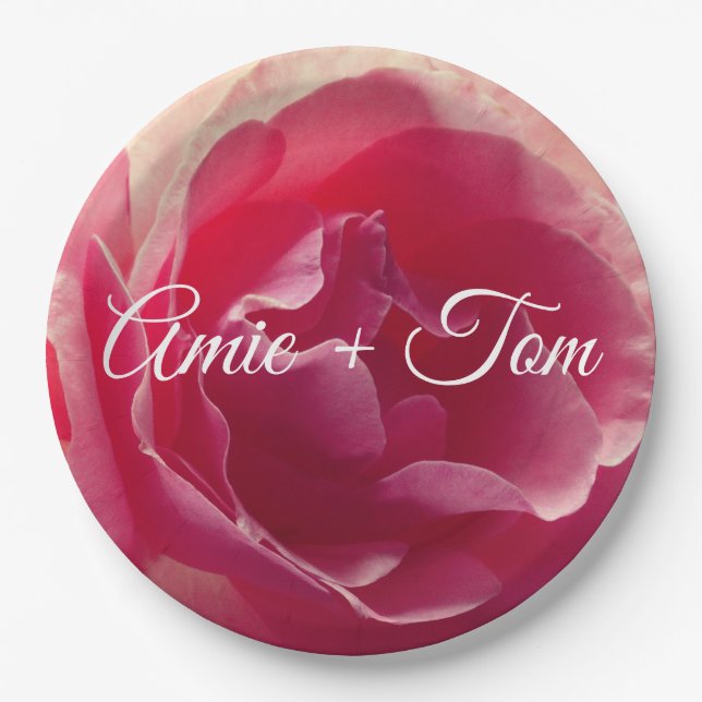 Gentle Rose Flower , Wedding  Custom Paper Plates (Front)