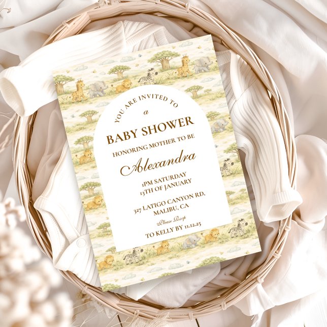 Gentle Safari Animals  Baby Shower Invitation (Creator Uploaded)