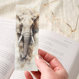 Gentle Safari Wildlife Art Watercolor Elephant Bookmarks