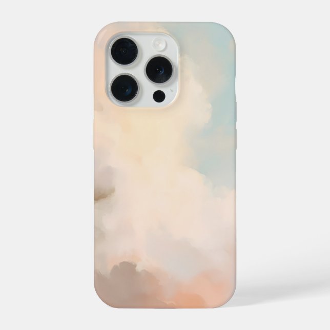 Gentle Sky Clouds in Soft Blush and Blue iPhone Case (Back)