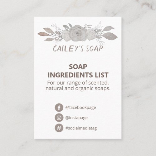 Gentle Soap Fragrance Logo Ingredients Business Card