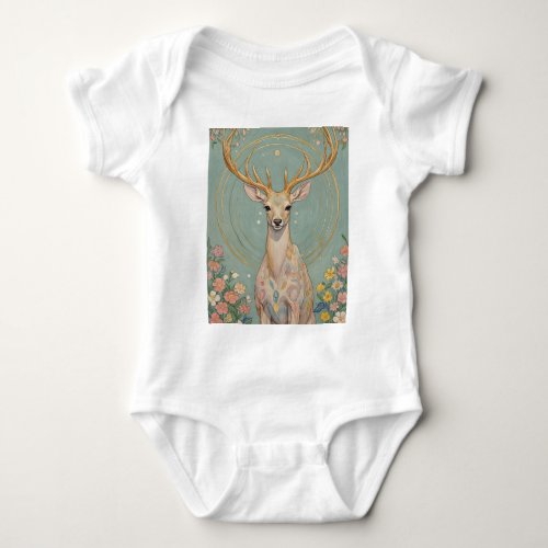 Gentle Spirit A Pastel Deer Baby Bodysuit