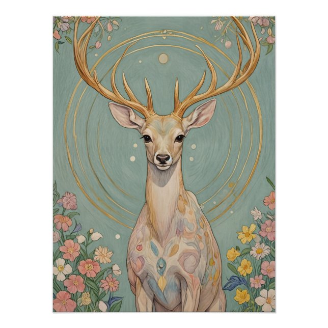 Gentle Spirit: A Pastel Deer Poster (Front)