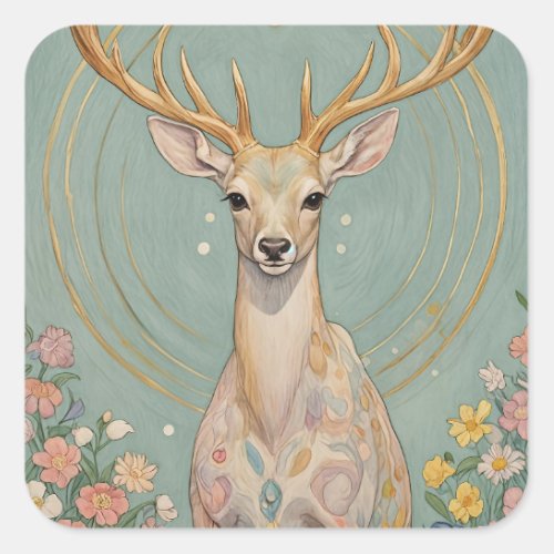 Gentle Spirit A Pastel Deer Square Sticker