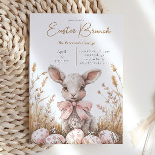 Gentle Spring Lamb & Pastel Easter Egg Hunt Invitation