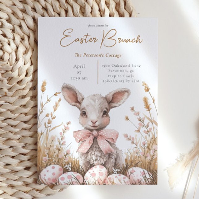 Gentle Spring Lamb & Pastel Easter Egg Hunt Invitation (Creator Uploaded)
