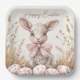 Gentle Spring Lamb & Pastel Easter Egg Hunt Paper Plates