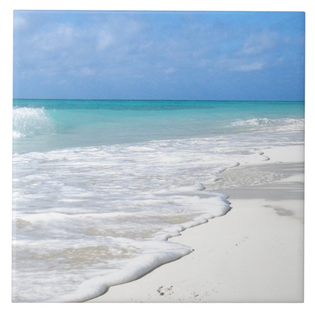 Gentle Surf White Sand Beach Ceramic Tile (Front)