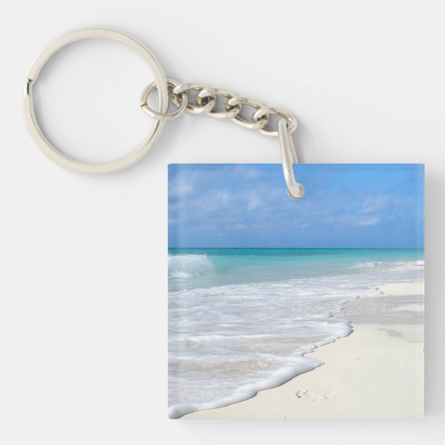 Gentle Surf White Sand Beach Keychain (Front)