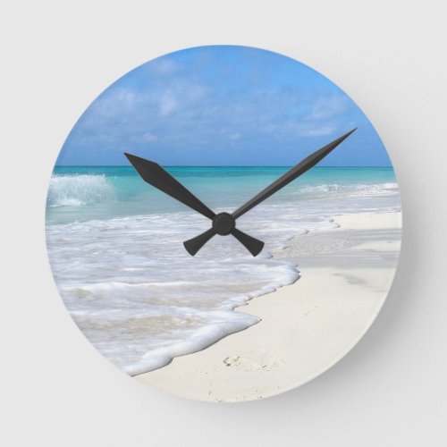 Gentle Surf White Sands Round Clock