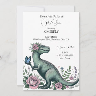 Gentle T-Rex in Bloom Invitation