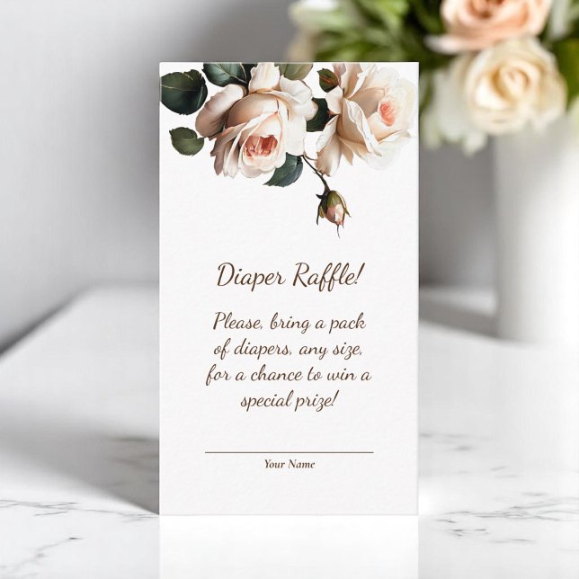 Gentle Tea Rose Baby Shower Diaper Raffle Enclosure Card (Gentle Tea Rose Baby Shower Diaper Raffle Enclosure Card )
