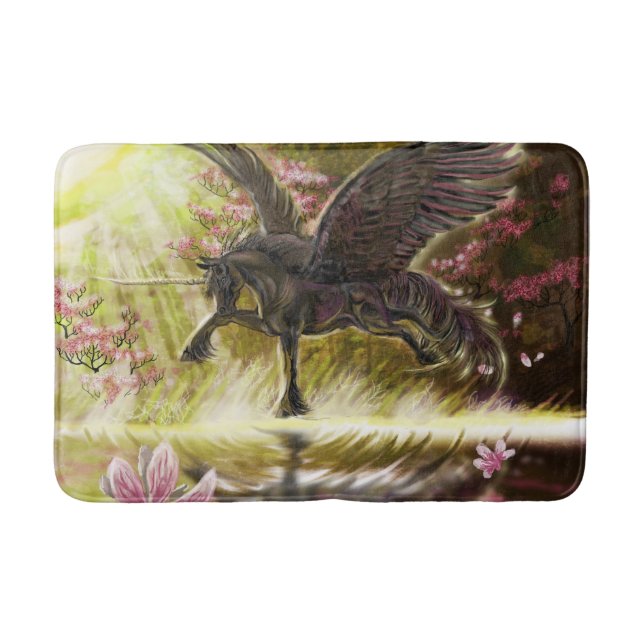 Gentle Touch~winged unicorn Bathroom Mat (Front)