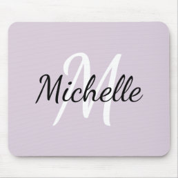 Gentle Violet &amp; White Monogram Add Your Name Mouse Pad