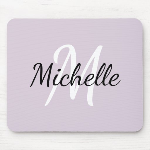 Gentle Violet & White Monogram Add Your Name Mouse Pad