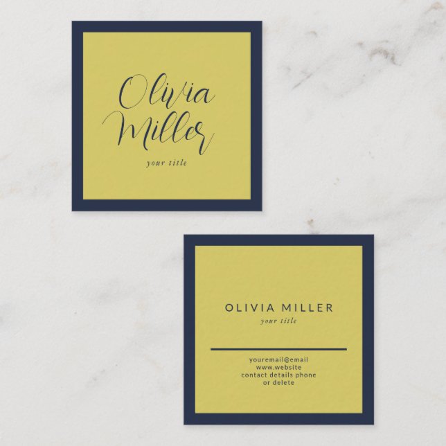 Gentle Warm Yellow - Modern Square Business Card (Front/Back)