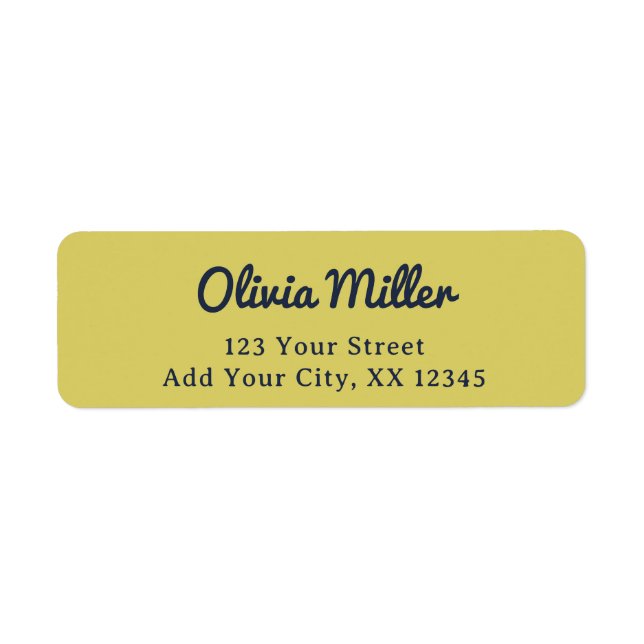 Gentle Warm Yellow - Trendy Address Label (Front)